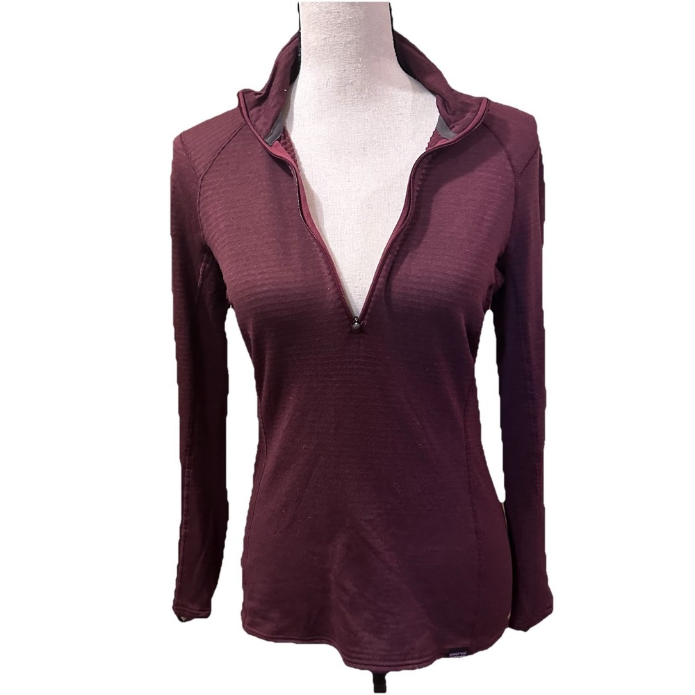 Patagonia Capilene Base Layer Thermal Burgundy 1/4 ‎ Zip-Neck Women's Size Small
